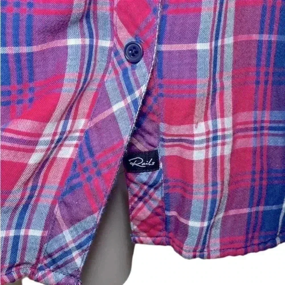 Rails Kendra Plaid Button Down Shirt Blue Red White XS - Picture 7 of 9